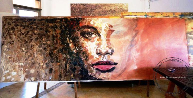 Tablouri pictate manual Pictura in cutit, portret personalizat portret abstract - imagine 3