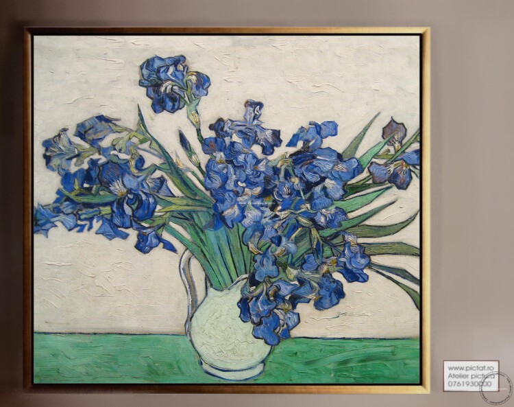 Tablou pictat Van Gogh Iris in vaza de lut, Tablou natura moarta