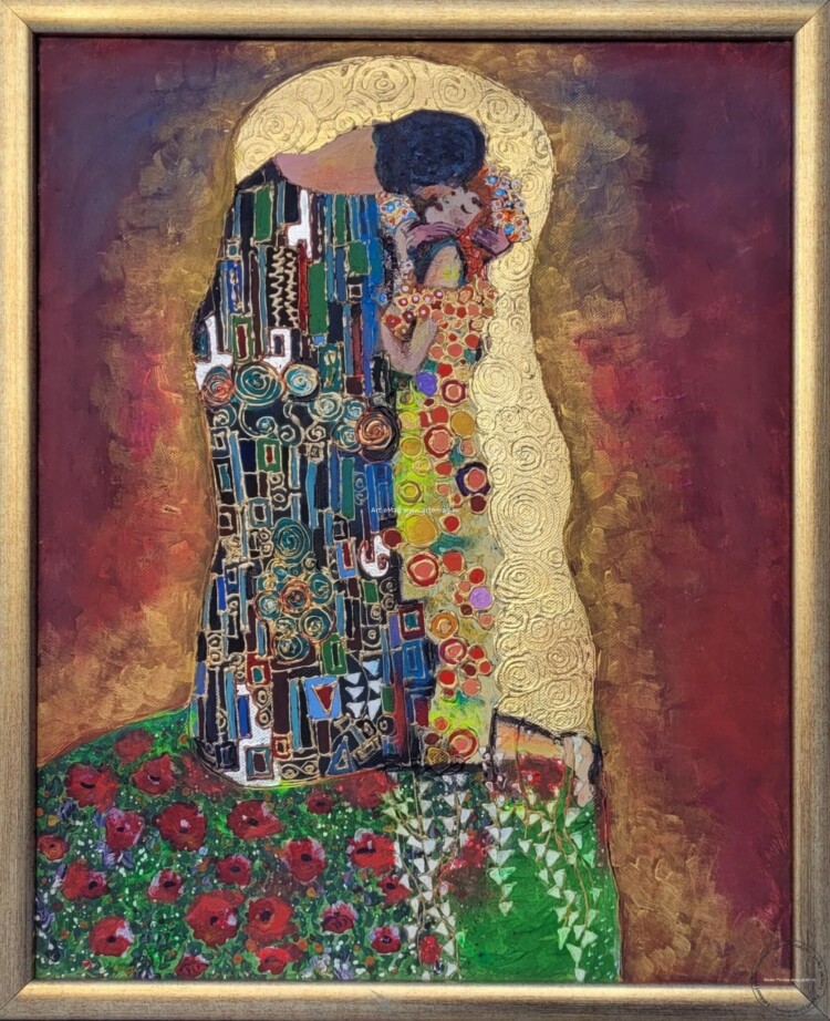 Tablou abstract cu foita de aur, Klimt