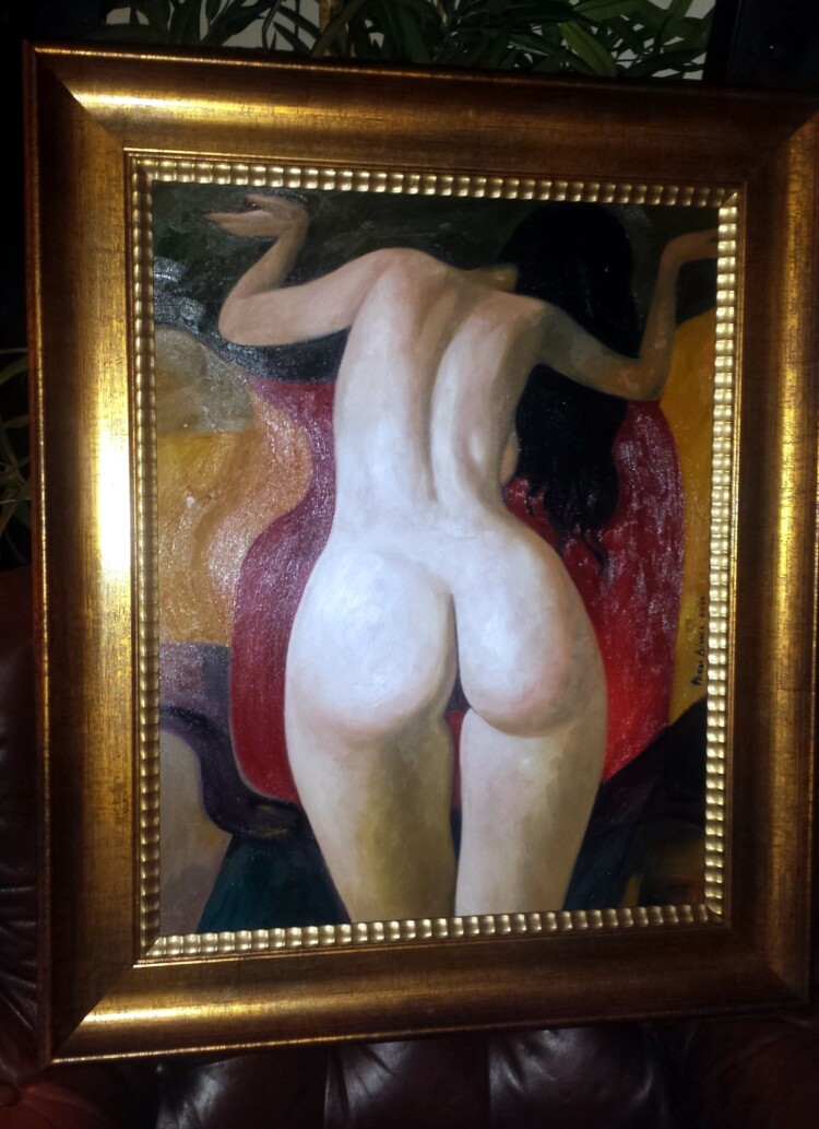 Tablou Nud de femeie, posterior de femeie nud, pictura in ulei pe panza  66x54cm (4)